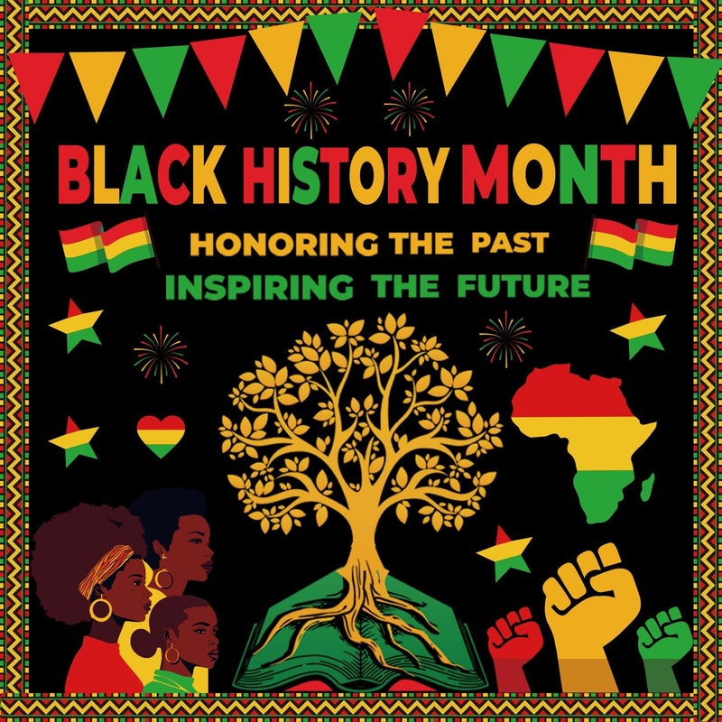 Joffetii Black History Month Bulletin Board Decorations Set, Black History Month Inspirational Borders Cutouts for Classroom Home Chalkboard Wall Door Decor African American National Holiday Party Supplies - Image 1